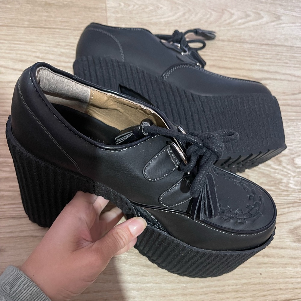 Black Platform Women's Shoes Creepers